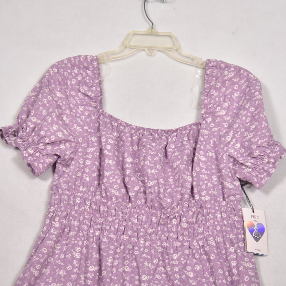IRIS Women's Midi Dress Size XL Purple Floral - Picture 2 of 8